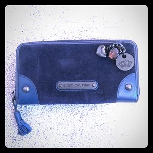 juicy couture navy suede zip around wallet